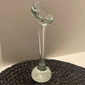 Jack in the Cul pit Clear Glass Bud Vase with bubble Base 9.25”